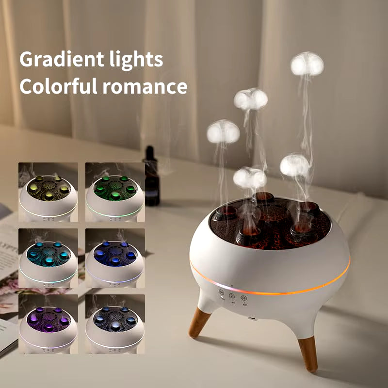 Dynamic Jellyfish Air Humidifier and Essential Oil Diffuser with Remote Control, 250ml Capacity, 7 Color Night Lights for Bedroom Use