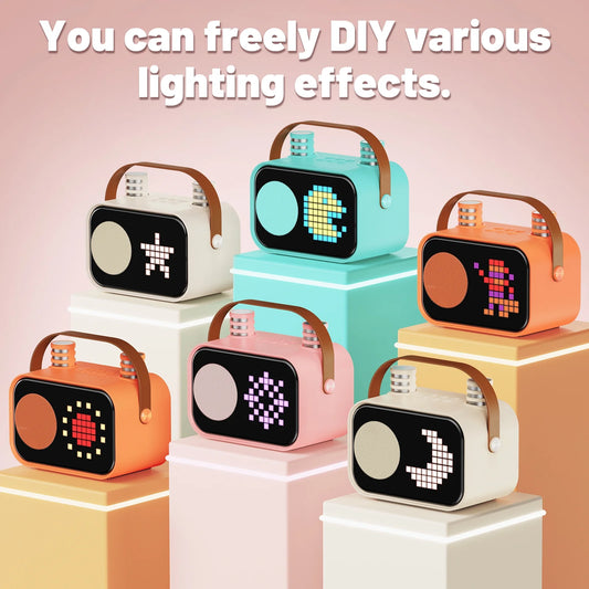 Karaoke Machine, Portable Karaoke Machine for Adult, 15 Kinds of Animation Display, Funny Magic Voice, D58-T-Beige