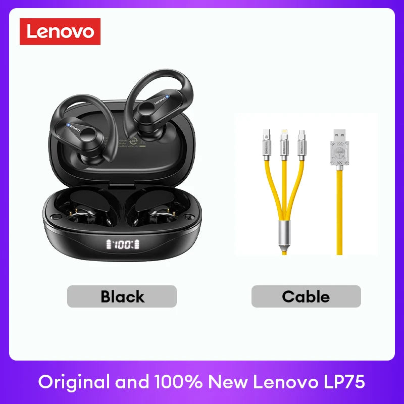 LP75 TWS Bluetooth V5.3 Wireless Earphones with LED Digital Display, Noise Reduction, and Waterproof Design