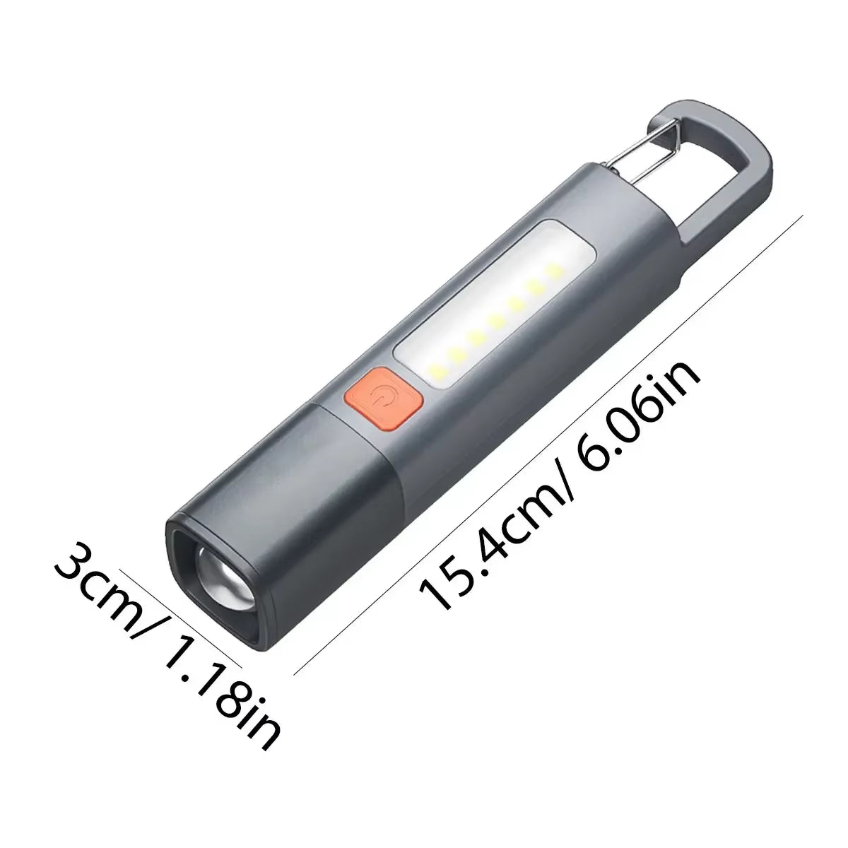 High-Performance ABS Flashlight with USB Charging - Compact Outdoor Camping Lamp with Telescopic Focus and COB Side Light