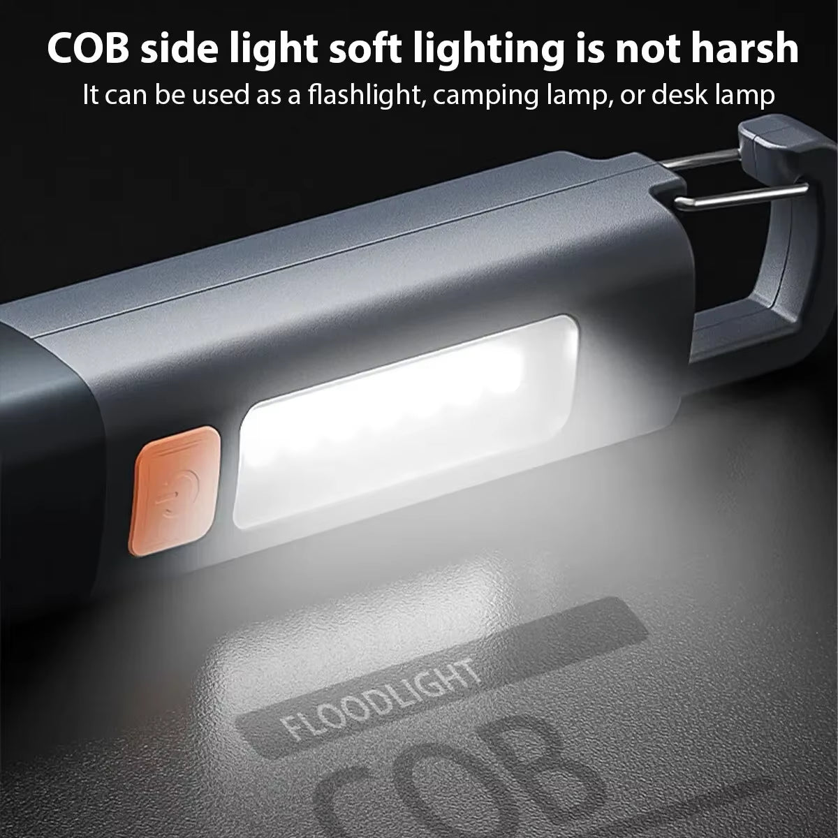 High-Performance ABS Flashlight with USB Charging - Compact Outdoor Camping Lamp with Telescopic Focus and COB Side Light