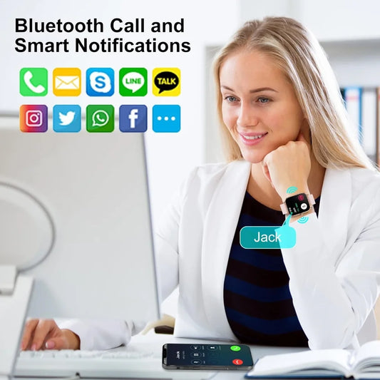 Smartwatch for Women, 1.69“ Smartwatch for Android/Iphone, Make/Receive Calls/Message Alerts/Ip67 Waterproof Outdoor Fitness Tracker Smartwatch (Gold/Pink)