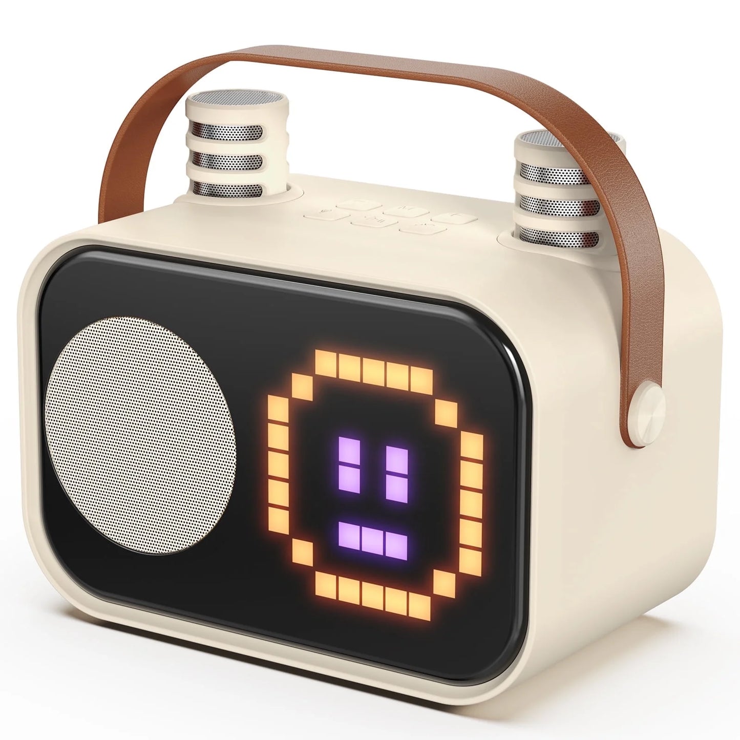 Karaoke Machine, Portable Karaoke Machine for Adult, 15 Kinds of Animation Display, Funny Magic Voice, D58-T-Beige