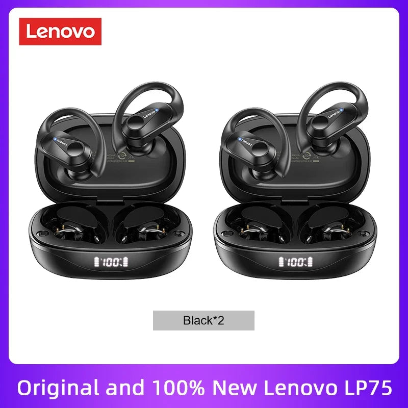LP75 TWS Bluetooth V5.3 Wireless Earphones with LED Digital Display, Noise Reduction, and Waterproof Design