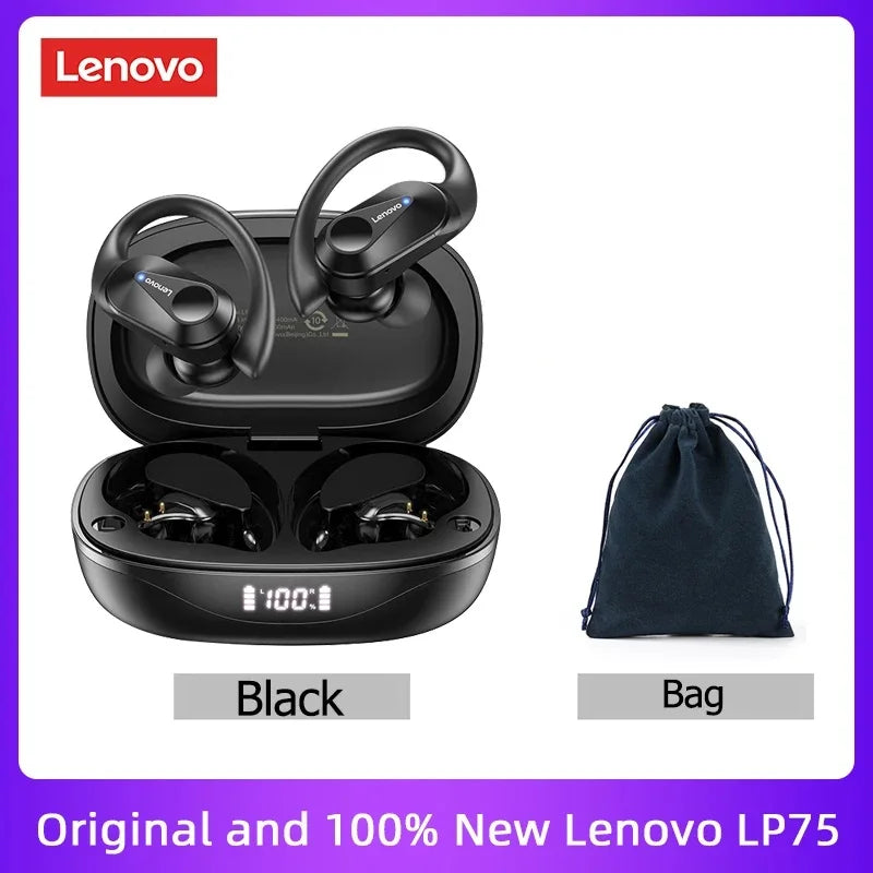 LP75 TWS Bluetooth V5.3 Wireless Earphones with LED Digital Display, Noise Reduction, and Waterproof Design