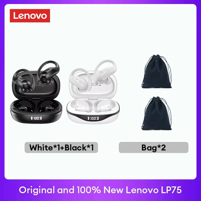 LP75 TWS Bluetooth V5.3 Wireless Earphones with LED Digital Display, Noise Reduction, and Waterproof Design