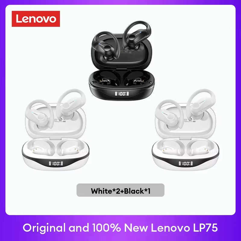 LP75 TWS Bluetooth V5.3 Wireless Earphones with LED Digital Display, Noise Reduction, and Waterproof Design