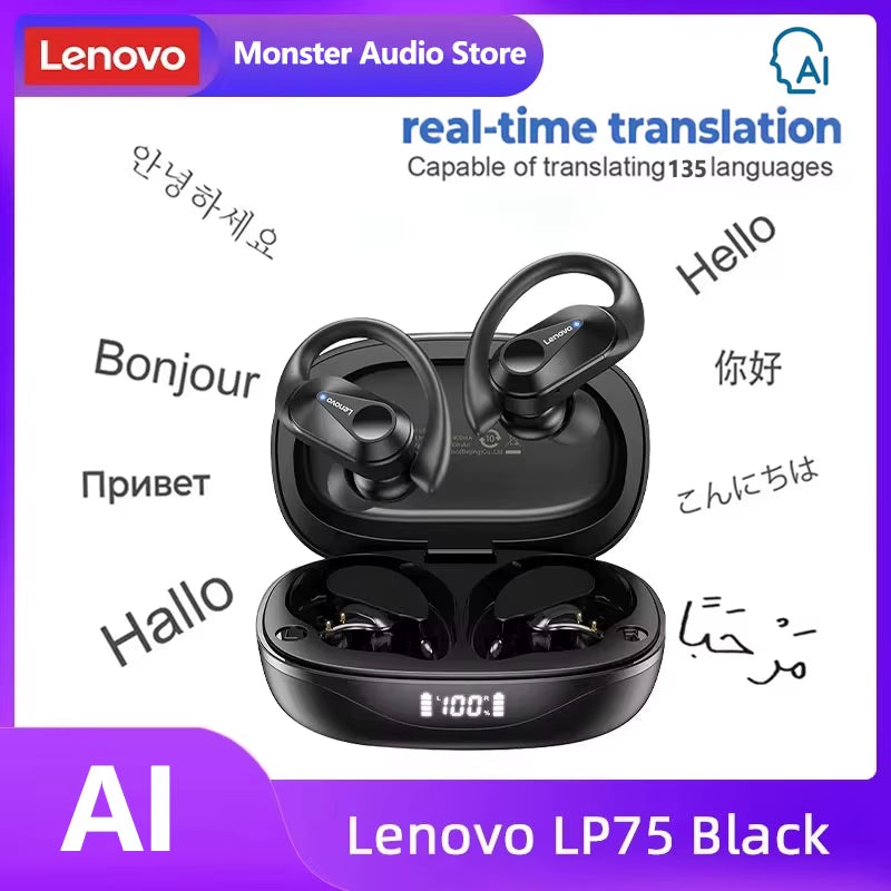 LP75 TWS Bluetooth V5.3 Wireless Earphones with LED Digital Display, Noise Reduction, and Waterproof Design