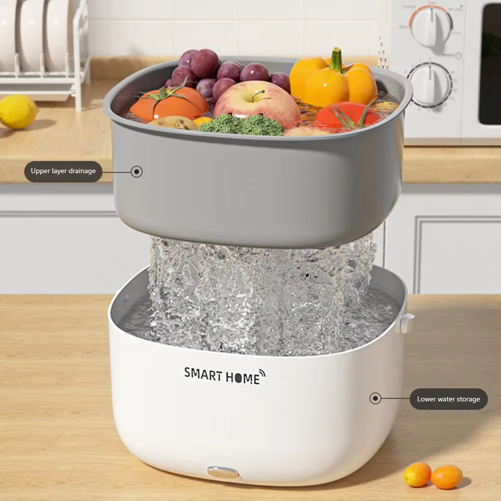 Ultrasonic Vegetable and Fruit Cleaner for Household Use - Pesticide Residue and Dirt Removal Purification System