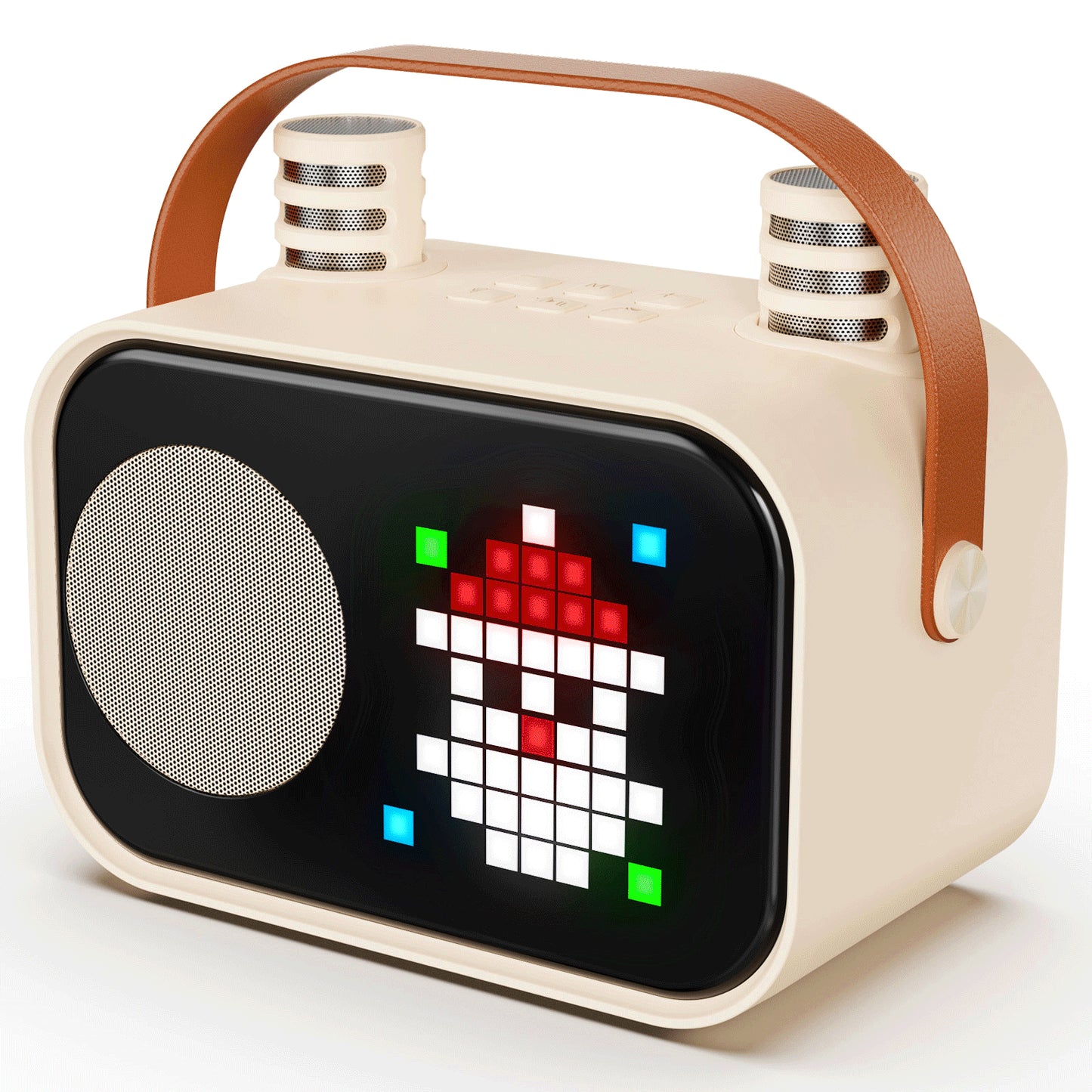 Karaoke Machine, Portable Karaoke Machine for Adult, 15 Kinds of Animation Display, Funny Magic Voice, D58-T-Beige