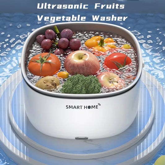 Ultrasonic Vegetable and Fruit Cleaner for Household Use - Pesticide Residue and Dirt Removal Purification System