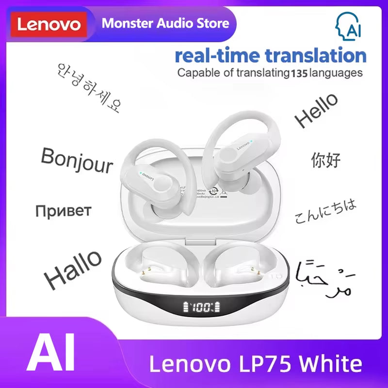 LP75 TWS Bluetooth V5.3 Wireless Earphones with LED Digital Display, Noise Reduction, and Waterproof Design