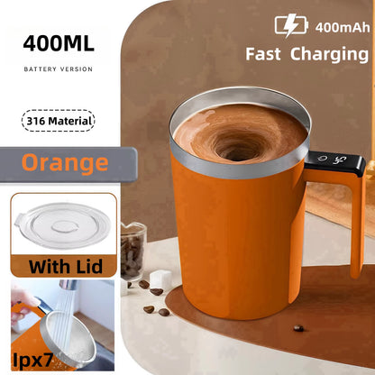 USB Rechargeable Automatic Magnetic Self-Mixing Coffee Mug - IP67 Waterproof, Food Safe, 380ML Capacity for Coffee and Tea