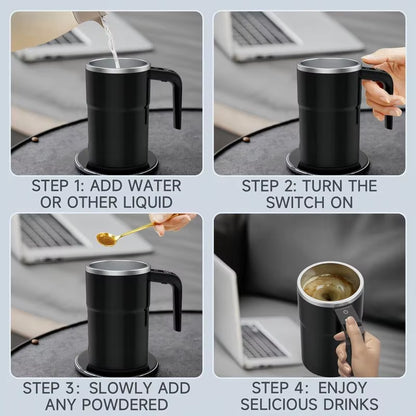 USB Rechargeable Automatic Magnetic Self-Mixing Coffee Mug - IP67 Waterproof, Food Safe, 380ML Capacity for Coffee and Tea