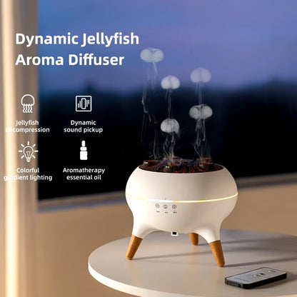 Dynamic Jellyfish Air Humidifier and Essential Oil Diffuser with Remote Control, 250ml Capacity, 7 Color Night Lights for Bedroom Use