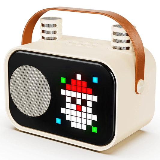 Karaoke Machine, Portable Karaoke Machine for Adult, 15 Kinds of Animation Display, Funny Magic Voice, D58-T-Beige