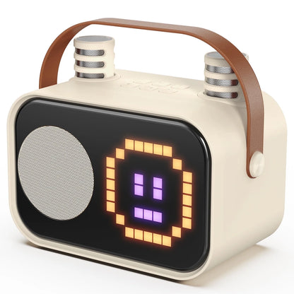 Karaoke Machine, Portable Karaoke Machine for Adult, 15 Kinds of Animation Display, Funny Magic Voice, D58-T-Beige