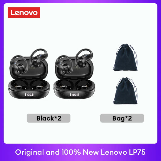 LP75 TWS Bluetooth V5.3 Wireless Earphones with LED Digital Display, Noise Reduction, and Waterproof Design