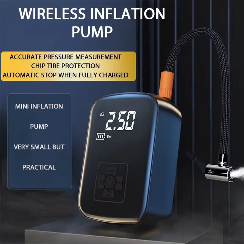 Wireless Electric Air Compressor and Tire Inflator for Motorcycles, Bicycles, Boats, and Automotive Applications