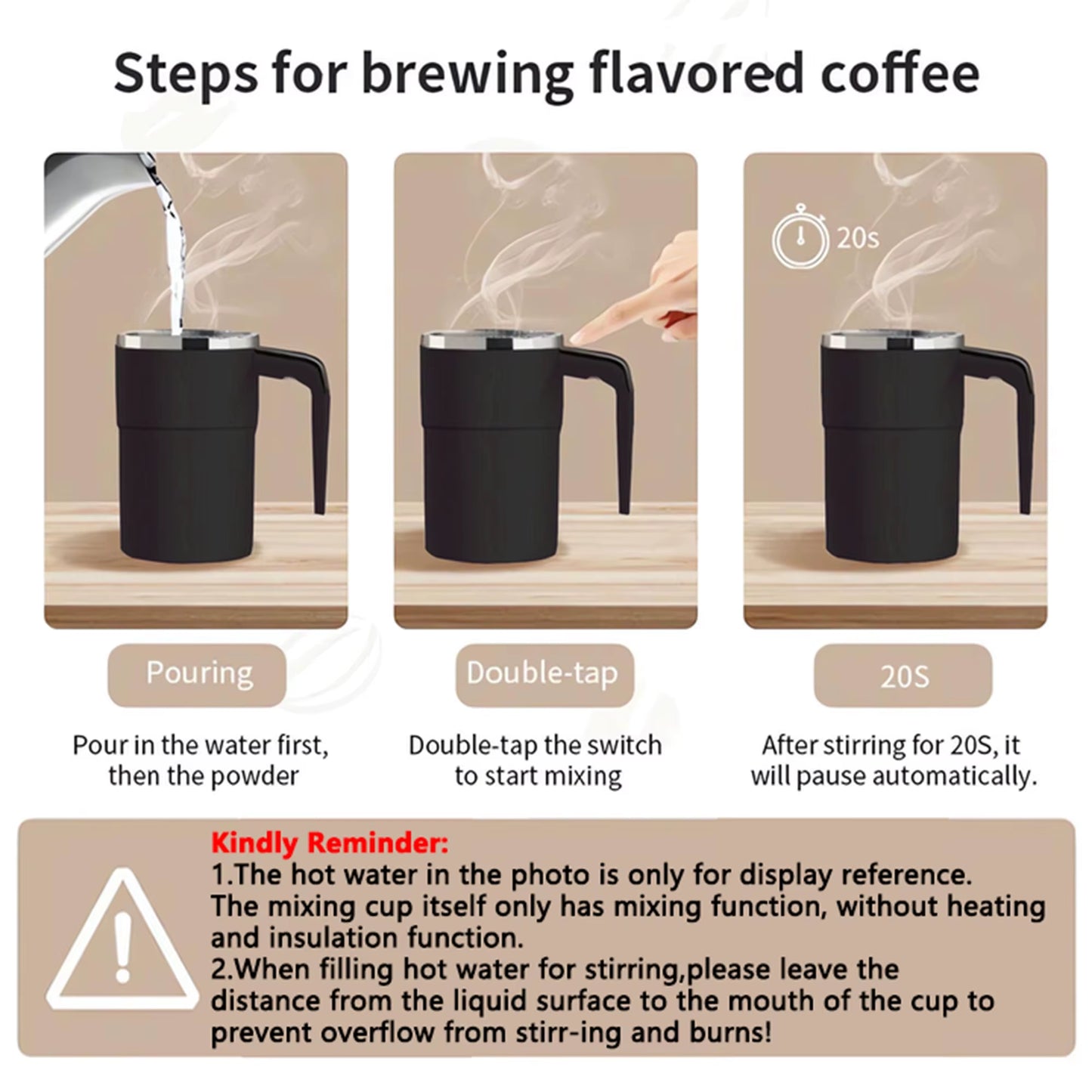 USB Rechargeable Automatic Magnetic Self-Mixing Coffee Mug - IP67 Waterproof, Food Safe, 380ML Capacity for Coffee and Tea