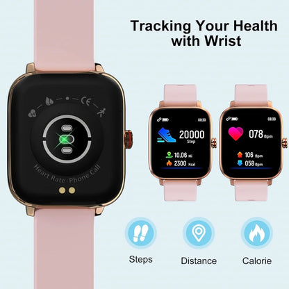 Smartwatch for Women, 1.69“ Smartwatch for Android/Iphone, Make/Receive Calls/Message Alerts/Ip67 Waterproof Outdoor Fitness Tracker Smartwatch (Gold/Pink)